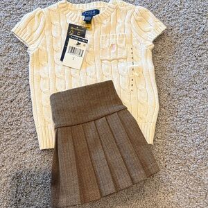 Polo by Ralph Lauren Kids Cream Cable Knit Top and skirt - 2T